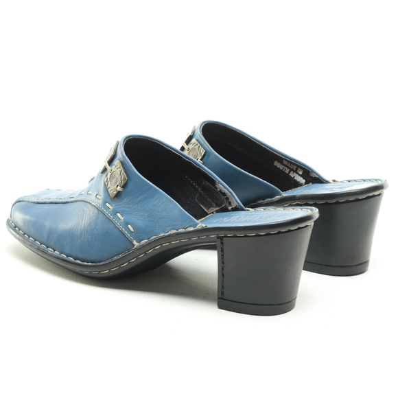 NWT Tsonga Leather Slip-In Square Toe Mules & Clogs Women 6 Shoe Blue/Black - Picture 8 of 16
